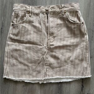Reformation Tan and White Striped Mini Skirt